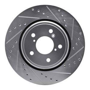 Acura MDX Brake Rotor (1) - Front Right - R1 Concepts - Drilled & Slotted - Silver - `15-`25 Acura MDX Brake Rotor (1) - Front Right - R1 Concepts - Drilled & Slotted - Silver - `15-`25
